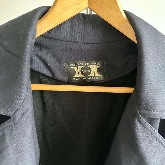 NWOT Elegant Navy Anna Collection Women’s Trench Coat, Size 4, 100% Virgin Wool - Picture 6 of 7
